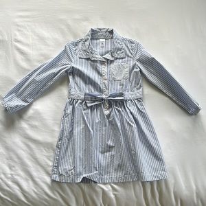 Carter’s white and blue striped long sleeve dress 4T